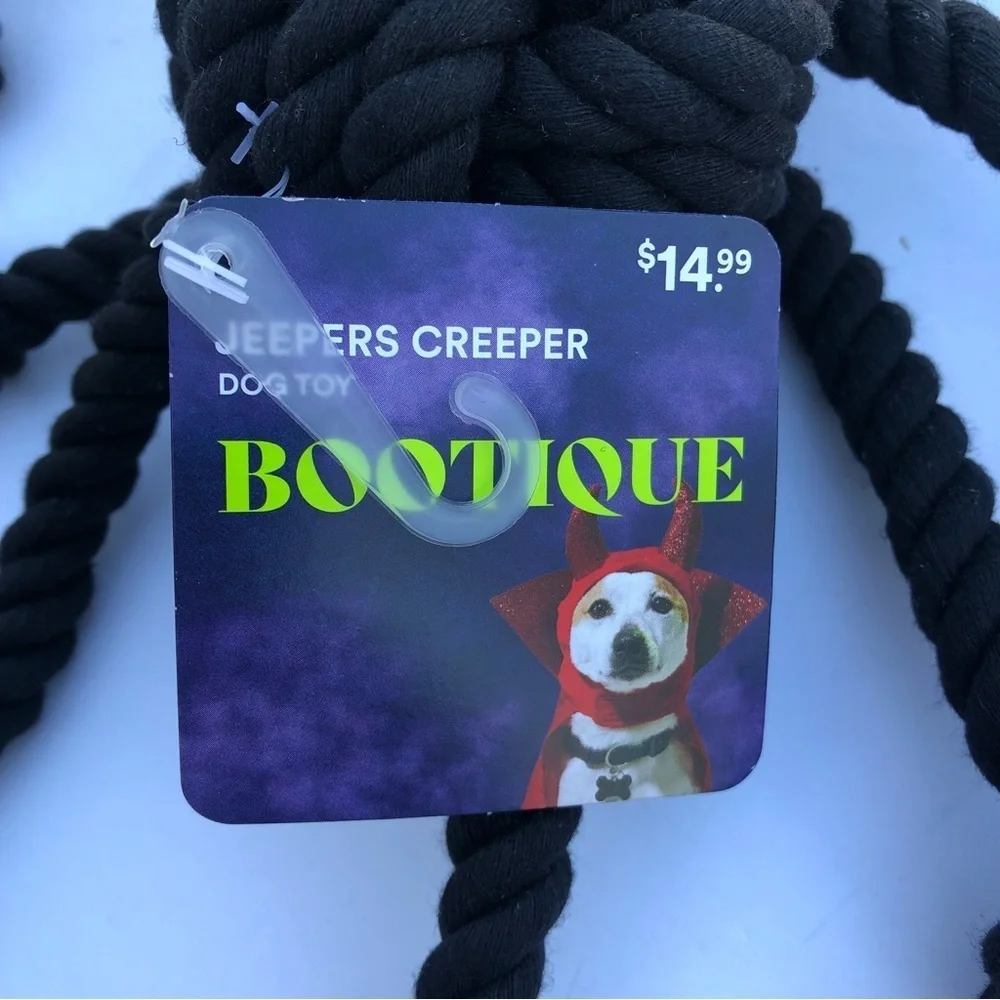 NWT Gothic Halloween spider rope dog toy 14”